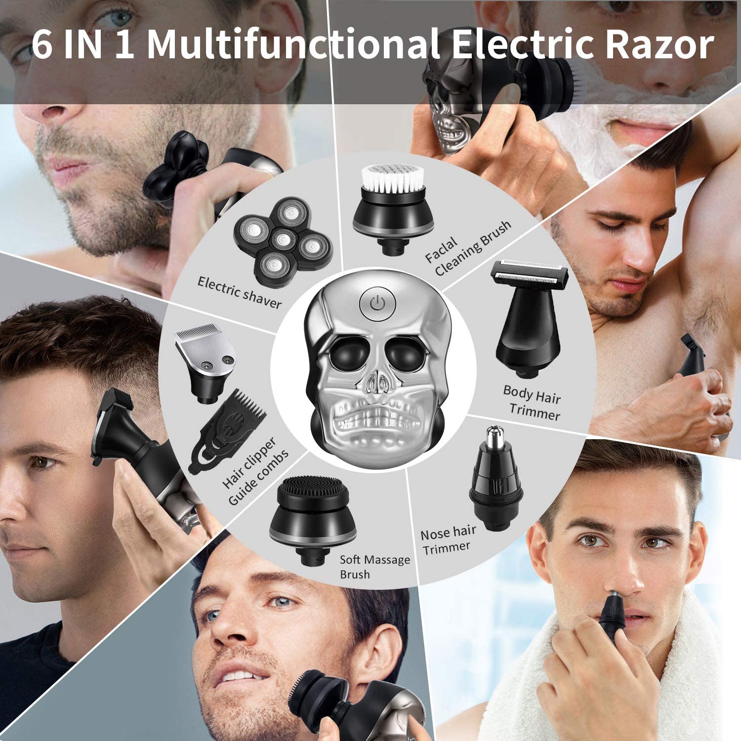 Afeitadora de cabeza calva recargable USB ALL-IN-1